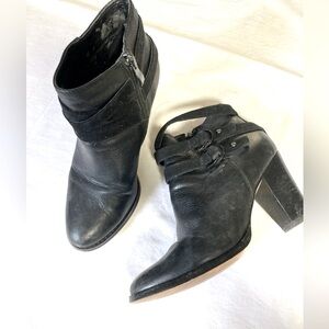 White House black market black leather ankle boots size 6